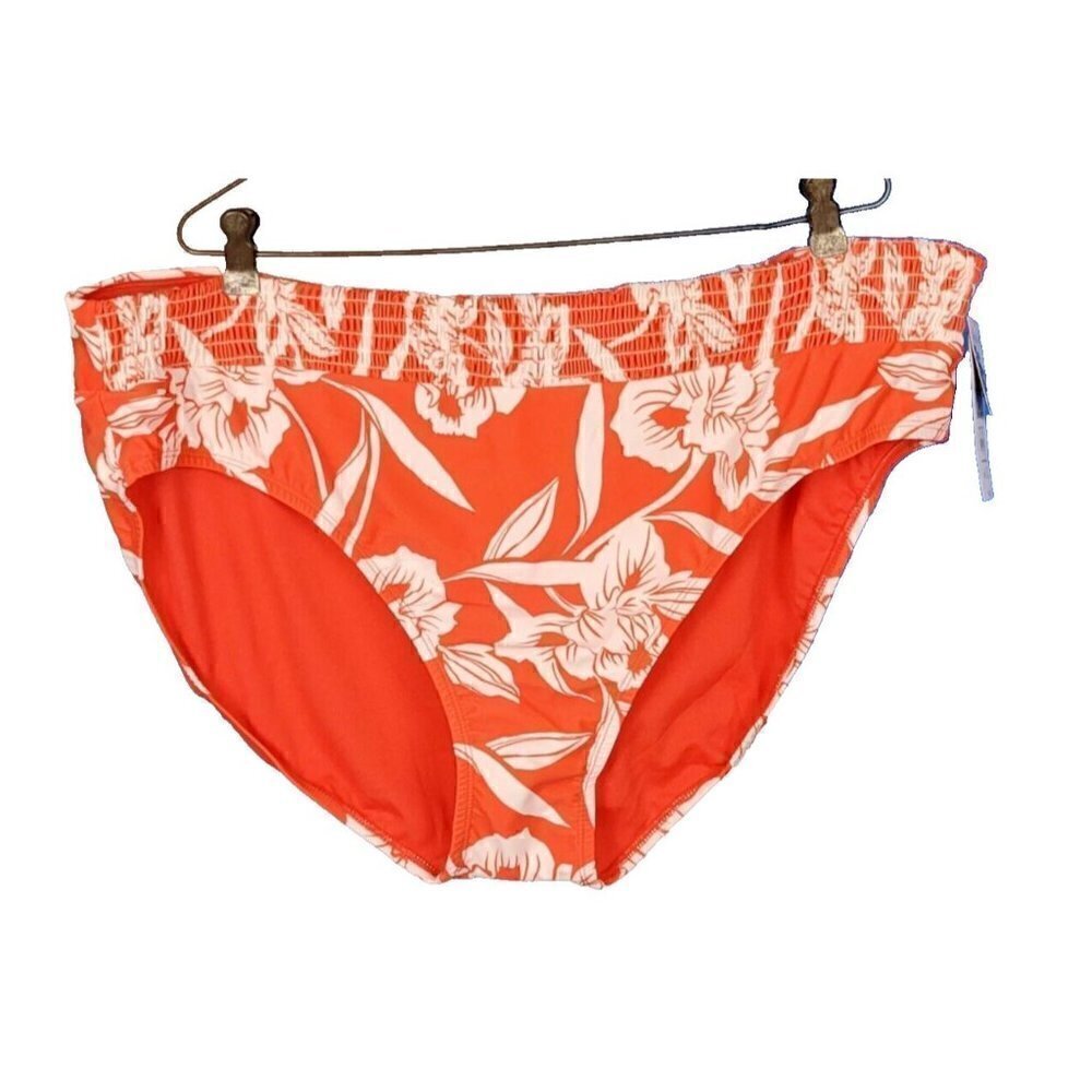 NWT TIME & TRU Woman HAWAIIAN Bikini Bottom ORANGE/WHITE Tropical FLORAL size 3x